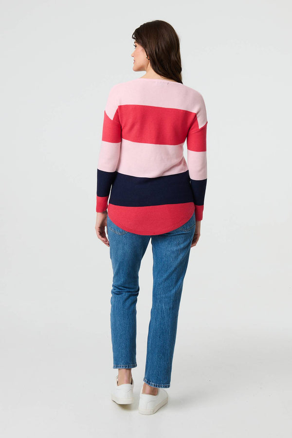 Navy | Striped Relaxed Knit Pullover