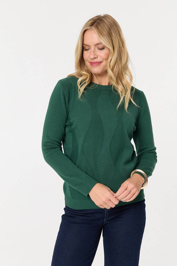 Green | Textured Long Sleeve Slim Knit Jumper
