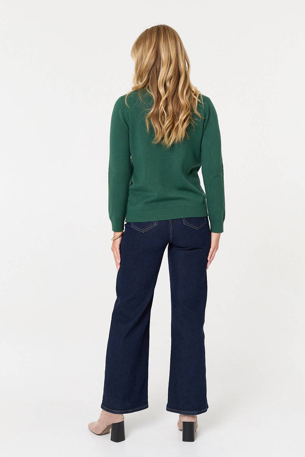 Green | Textured Long Sleeve Slim Knit Jumper