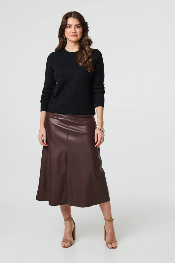 Black | Embroidered Texture Long Sleeve Jumper