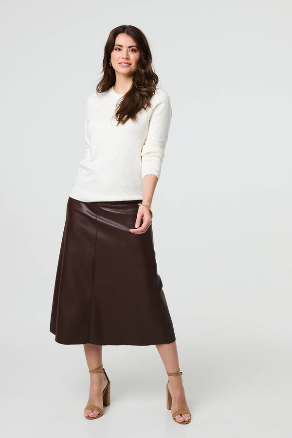 White | Embroidered Texture Long Sleeve Jumper