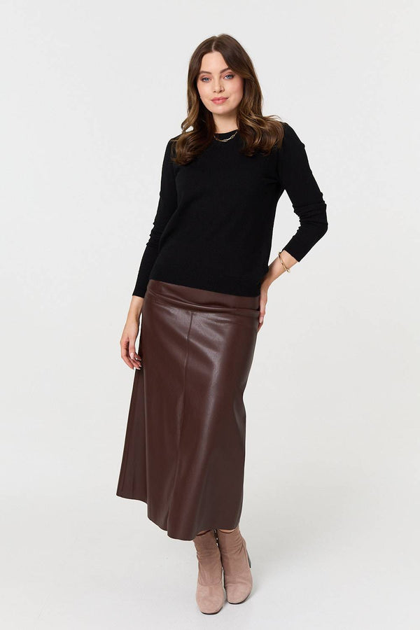 Black | Plain Soft Knit Long Sleeve Jumper