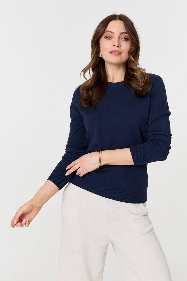 Navy | Plain Soft Knit Long Sleeve Jumper