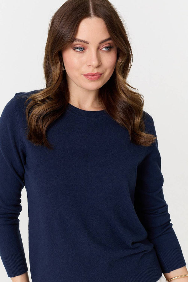 Navy | Plain Soft Knit Long Sleeve Jumper