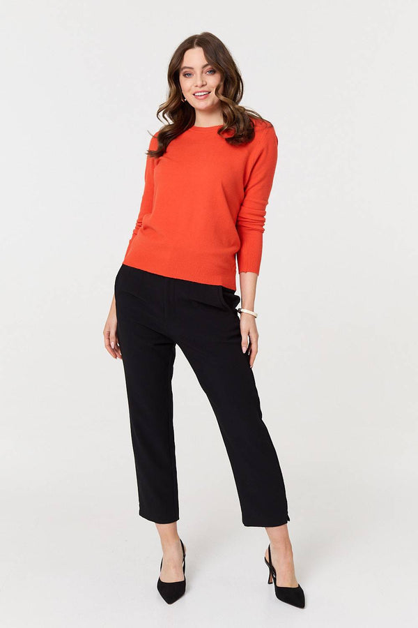 Orange | Plain Soft Knit Long Sleeve Jumper