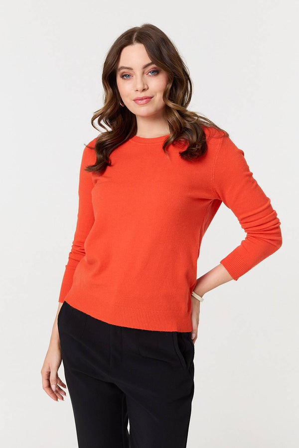 Orange | Plain Soft Knit Long Sleeve Jumper