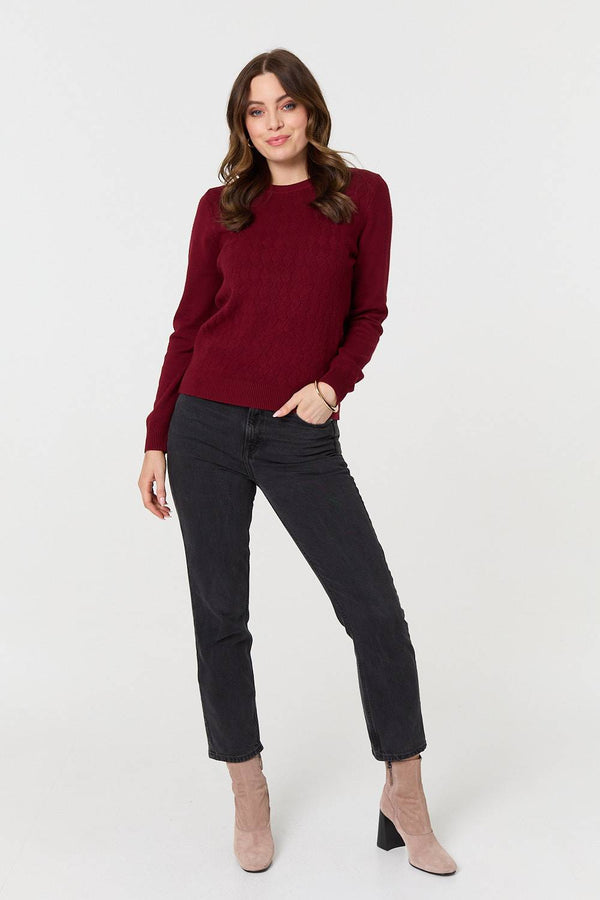 Red | Textured Knitted Long Sleeve Jumper