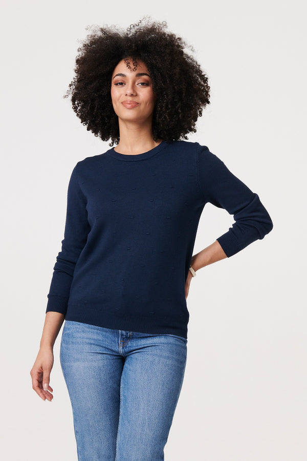 Navy | Textured Soft Knit Long Sleeve Jumper