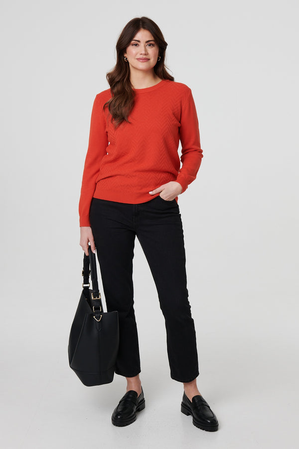 Orange | Chevron Soft Knit Long Sleeve Jumper