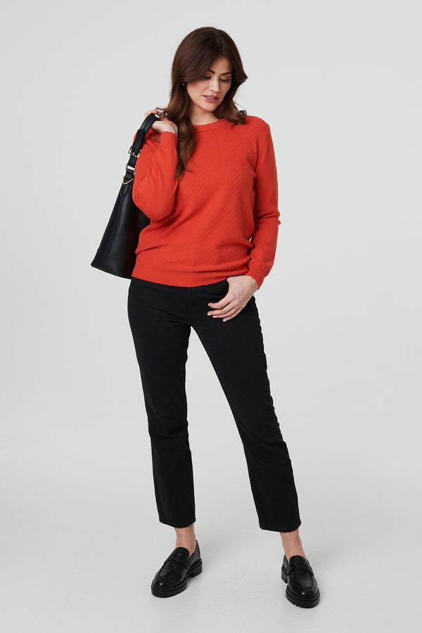 Orange | Chevron Soft Knit Long Sleeve Jumper