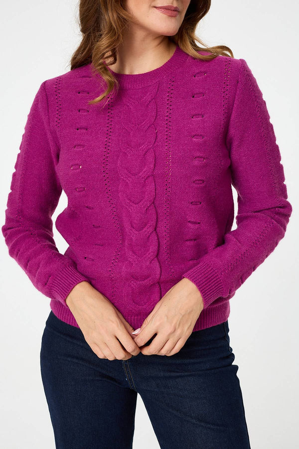 Orchid | Textured Long Sleeve Knitted Jumper