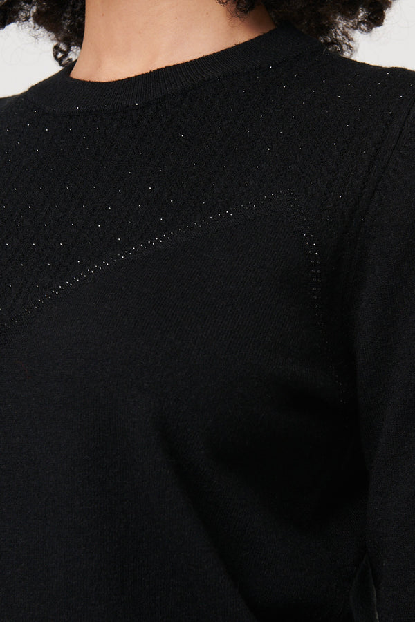Black | Textured Knit Slim Fit Jumper