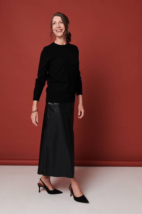 Black | Textured Knit Slim Fit Jumper