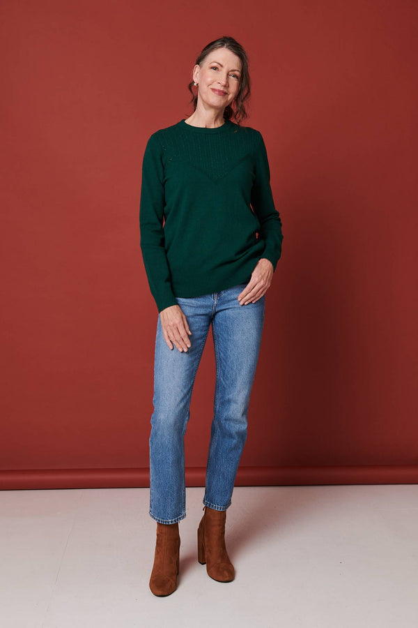 Green | Textured Knit Slim Fit Jumper