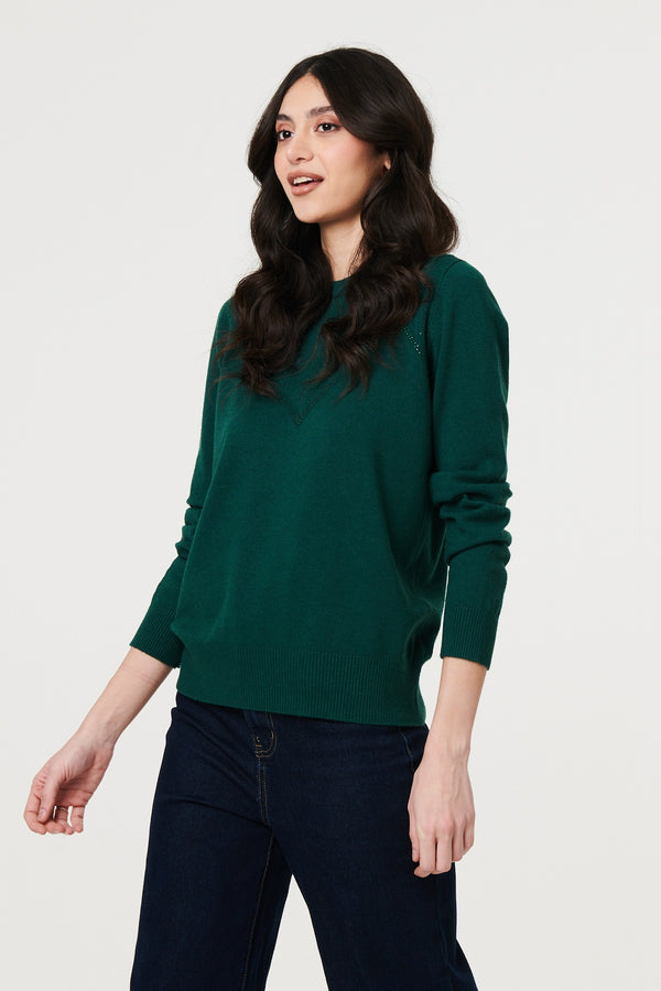 Green | Textured Knit Slim Fit Jumper