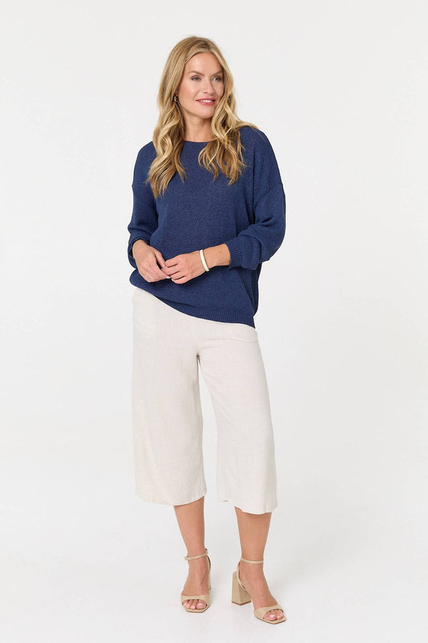 Navy | Relaxed Long Sleeve Drop Shoulder Jumper