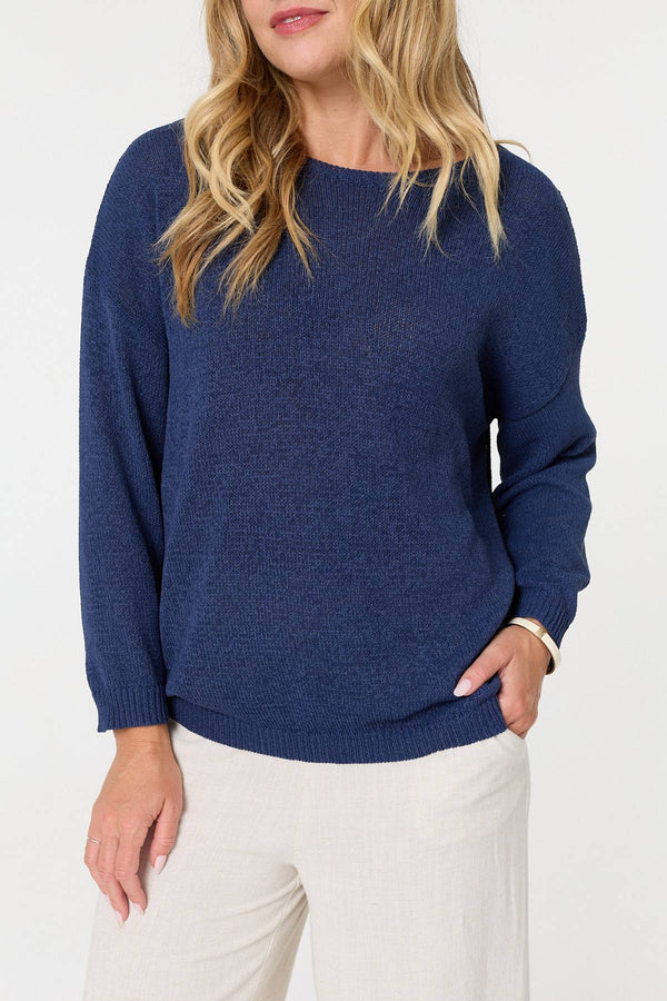 Navy | Relaxed Long Sleeve Drop Shoulder Jumper