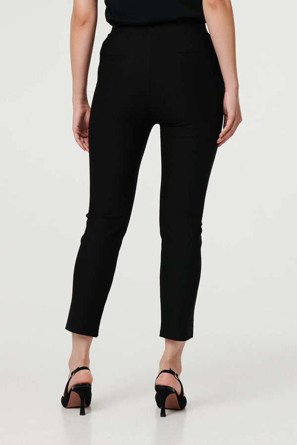 Black | Stretch High Waist Slim Cropped Trousers