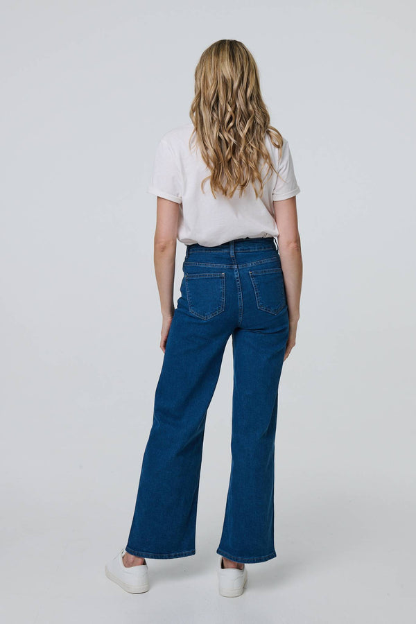 Blue | Denim High Waist Wide Leg Jeans