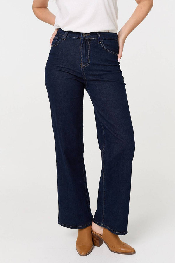 Navy | Denim High Waist Wide Leg Jeans