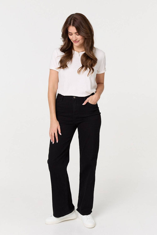 Black | Denim High Waist Flared Jeans