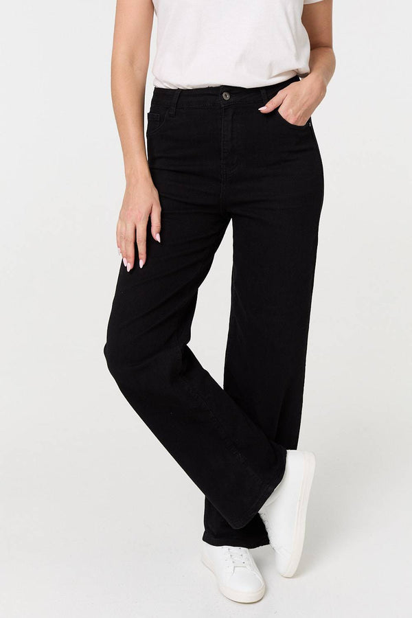 Black | Denim High Waist Flared Jeans
