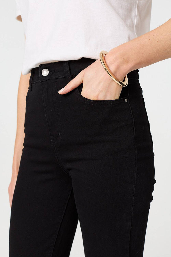 Black | High Waist Bootcut Straight Jeans