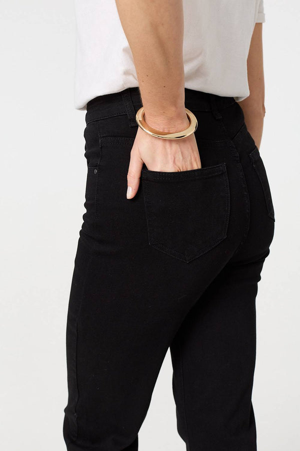 Black | High Waist Bootcut Straight Jeans