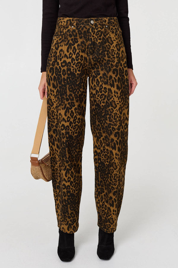 Brown | Animal Print High Waist Wide Leg Jeans