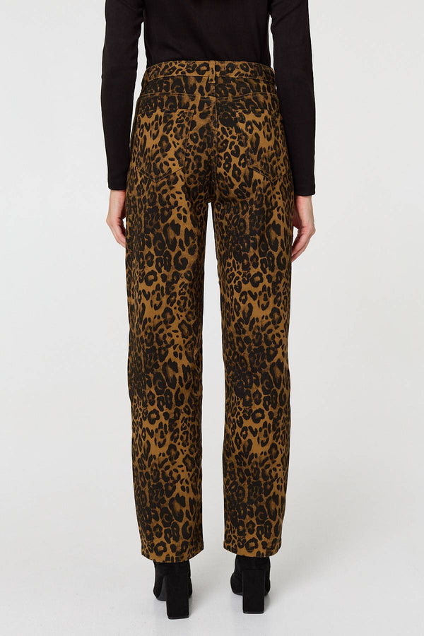 Brown | Animal Print High Waist Wide Leg Jeans