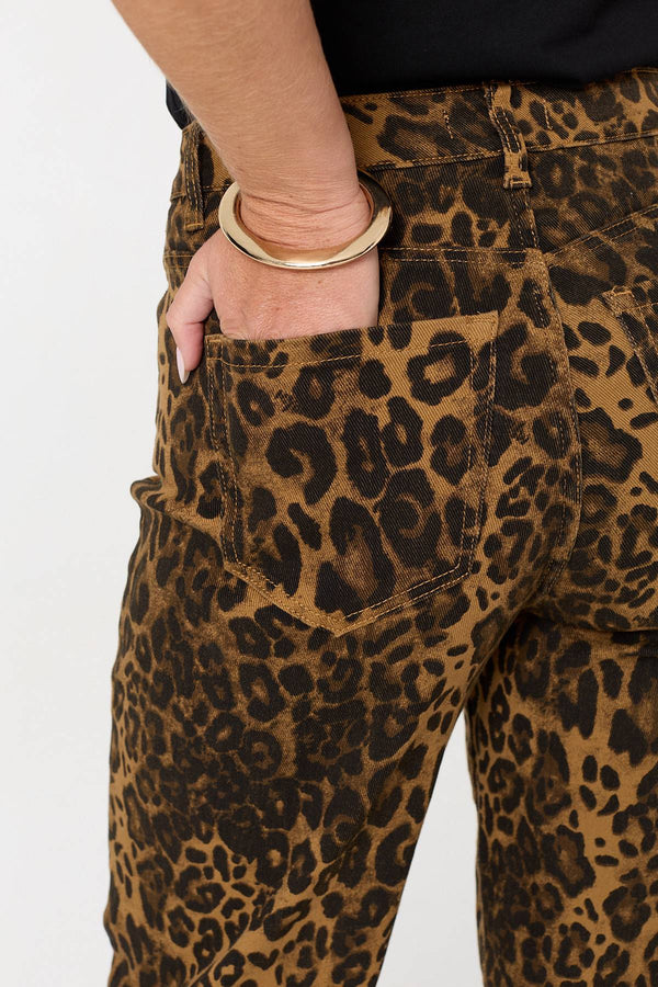 Brown | Animal Print High Waist Wide Leg Jeans