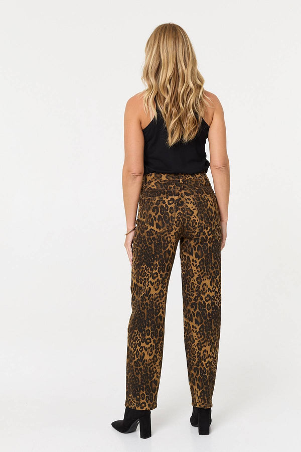 Brown | Animal Print High Waist Wide Leg Jeans