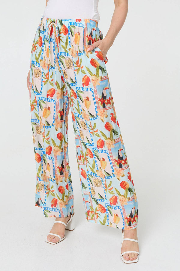 Blue | Patchwork Relaxed Wide Leg Trousers