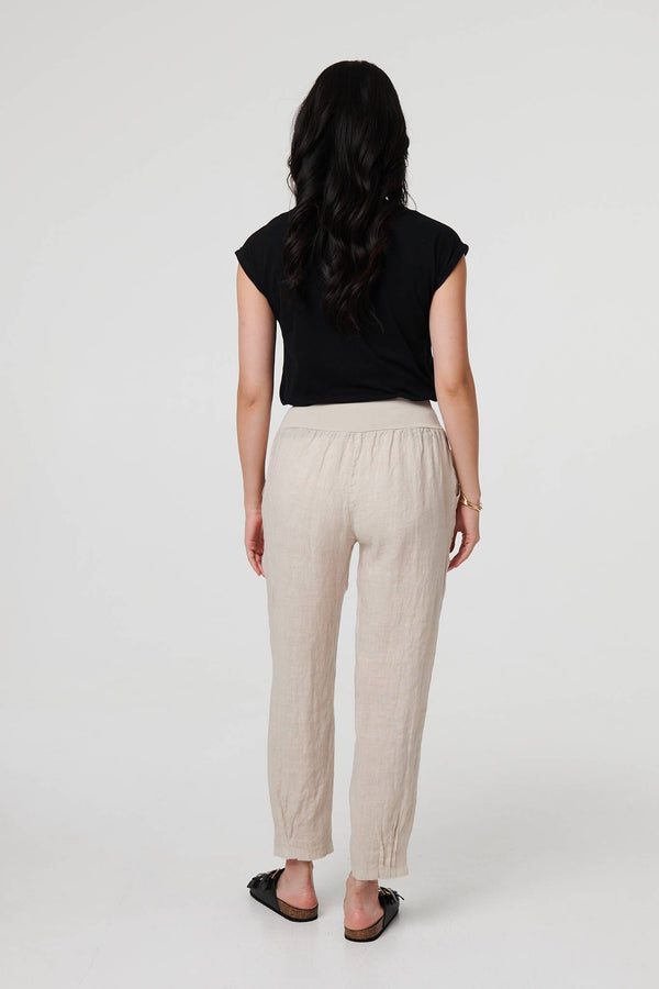 Linen | Relaxed Linen Blend Tapered Trousers