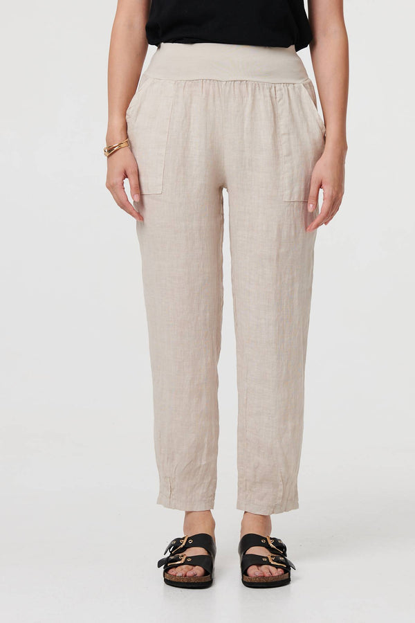Linen | Relaxed Linen Blend Tapered Trousers