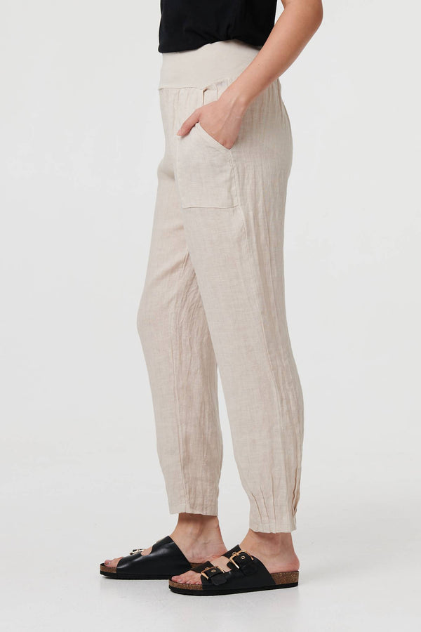 Linen | Relaxed Linen Blend Tapered Trousers