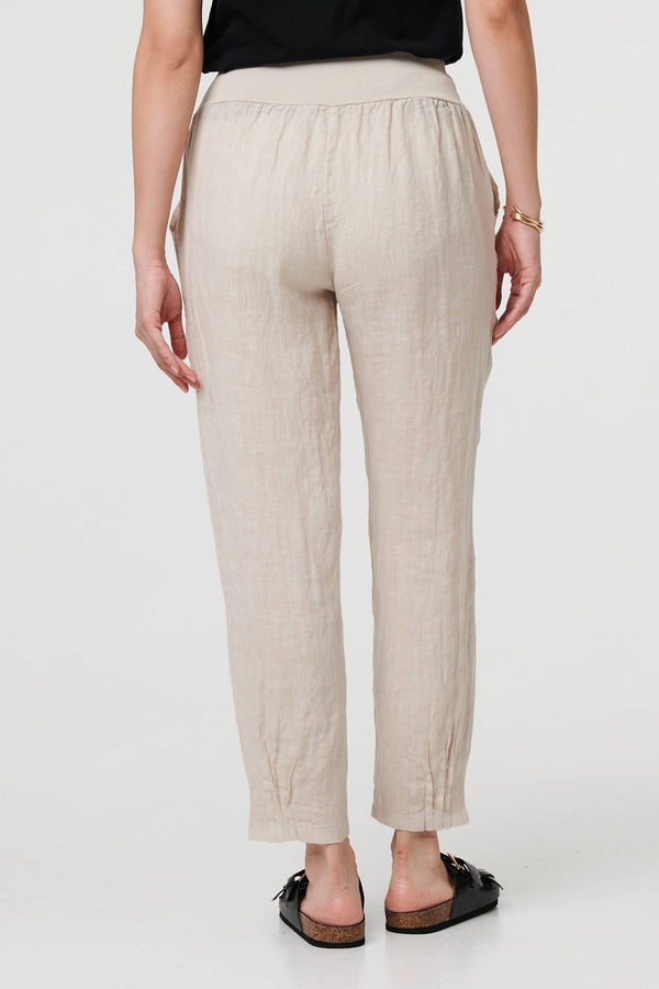 Linen | Relaxed Linen Blend Tapered Trousers