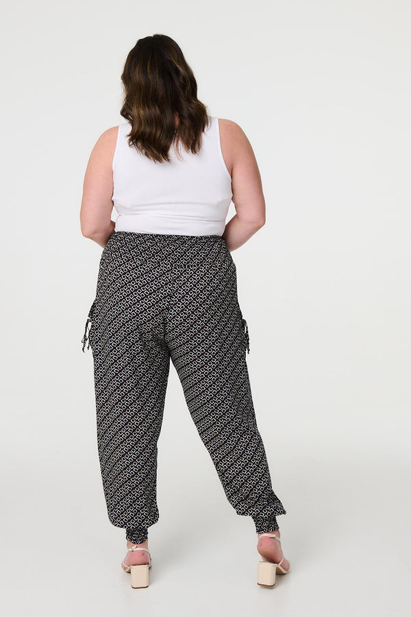 Navy | Geo Print Pocket Detail Pants