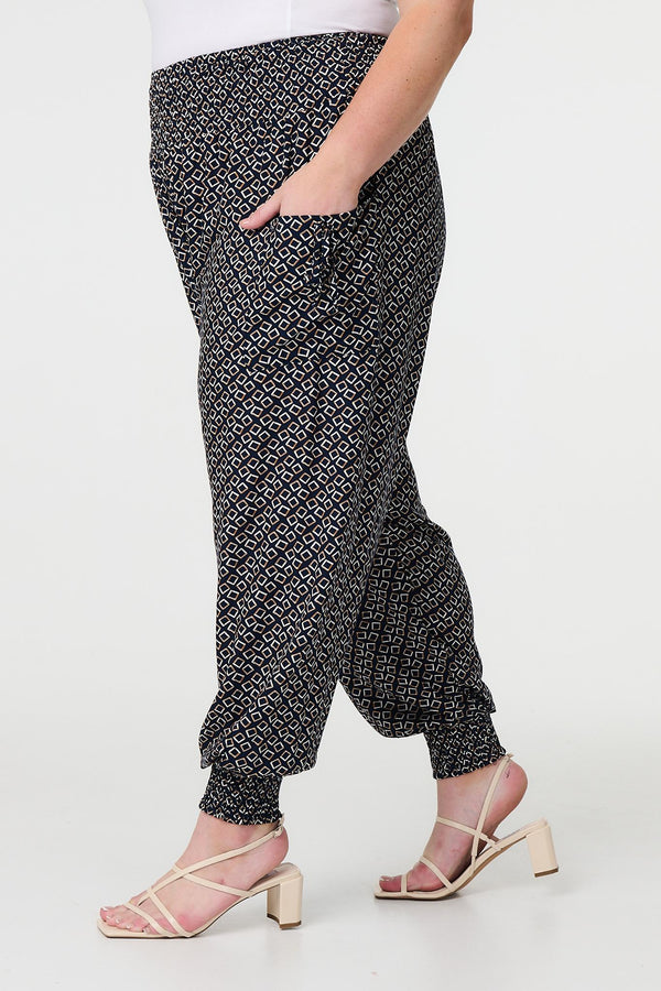Navy | Geo Print Pocket Detail Pants