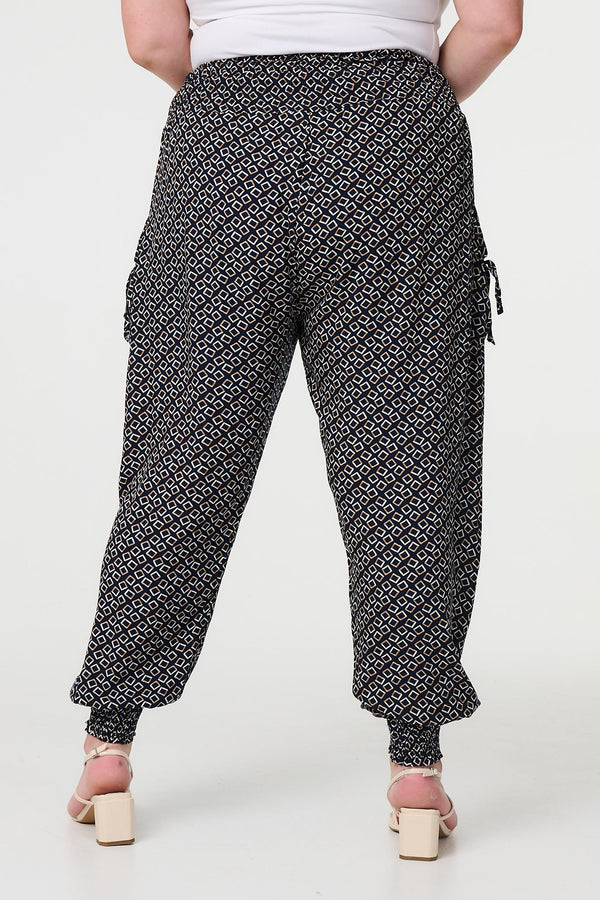 Navy | Geo Print Pocket Detail Pants