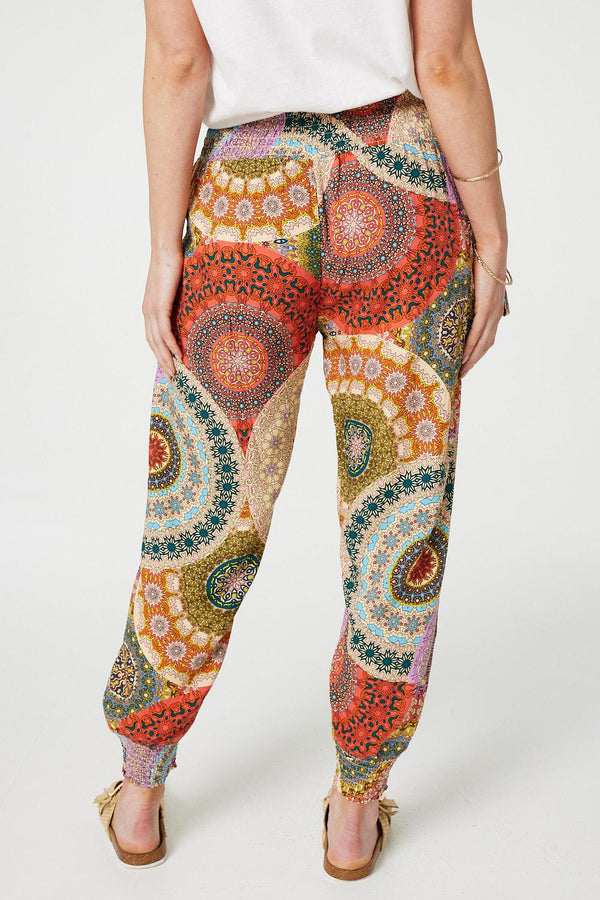 Beige | Kaleidoscope Print High Rise Harem Pants