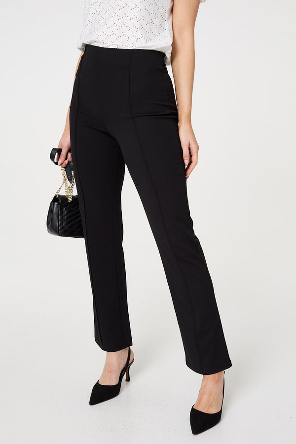 Black | High Waist Kick Flare Trousers