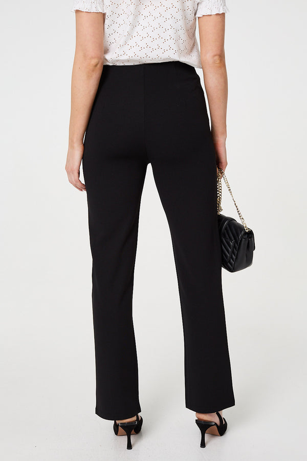 Black | High Waist Kick Flare Trousers