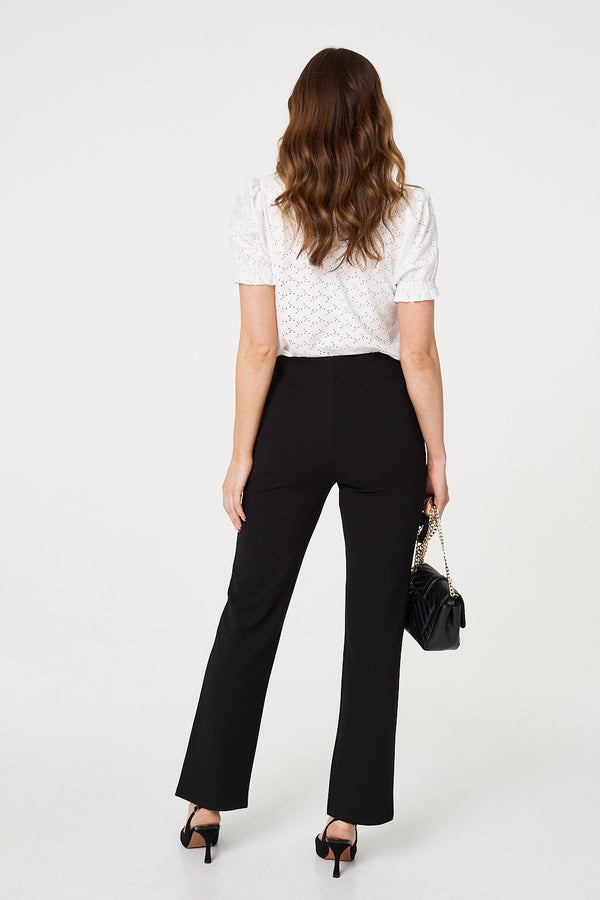 Black | High Waist Kick Flare Trousers