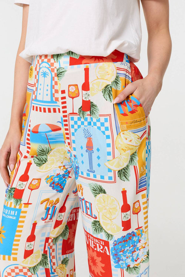 Orange | Riviera Print Wide Leg Trousers