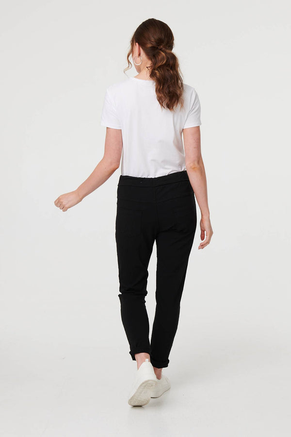Black | Diamante Detail Slim Cropped Trousers