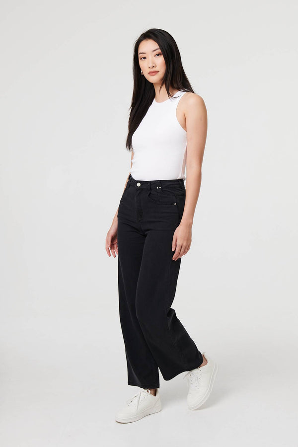 Black | High Waist Relaxed Wide Leg Jeans