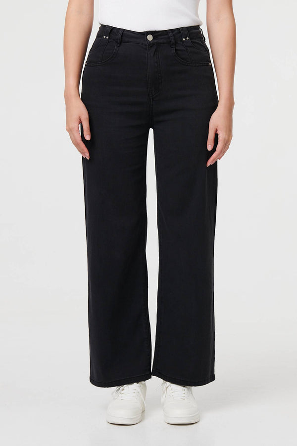 Black | High Waist Relaxed Wide Leg Jeans