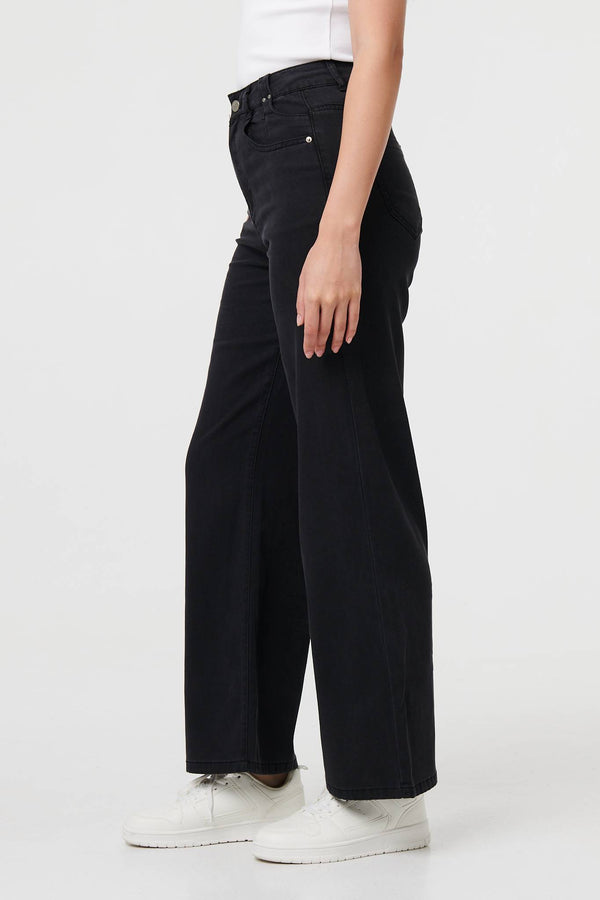 Black | High Waist Relaxed Wide Leg Jeans