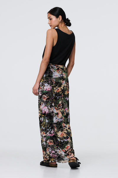 Floral Mesh High Waist Straight Maxi Skirt | Izabel London Floral Mesh High Waist Straight Maxi Skirt | Izabel London